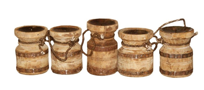 Kandelaar hout met touw