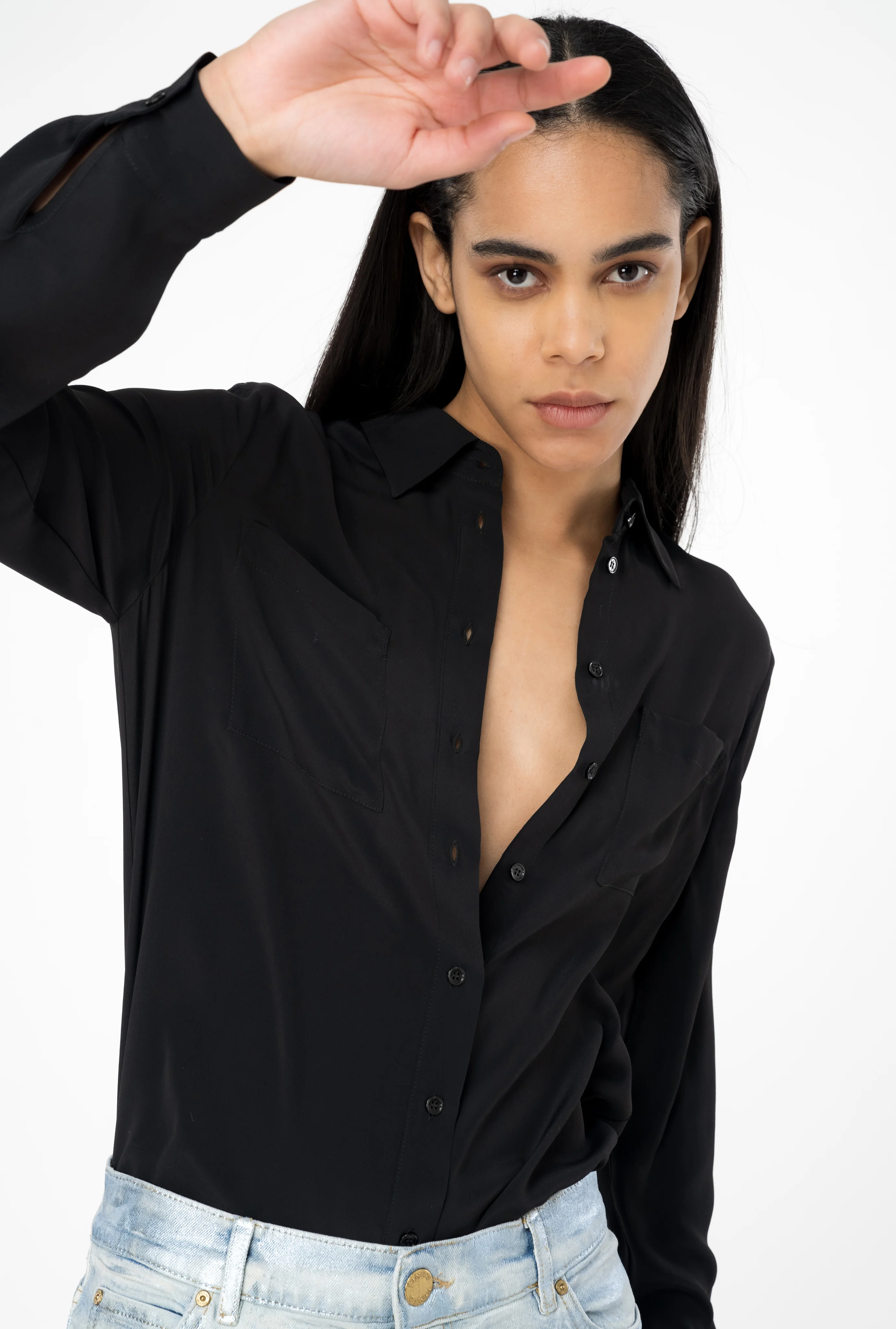 Chemise à poches poitrine | Noir
