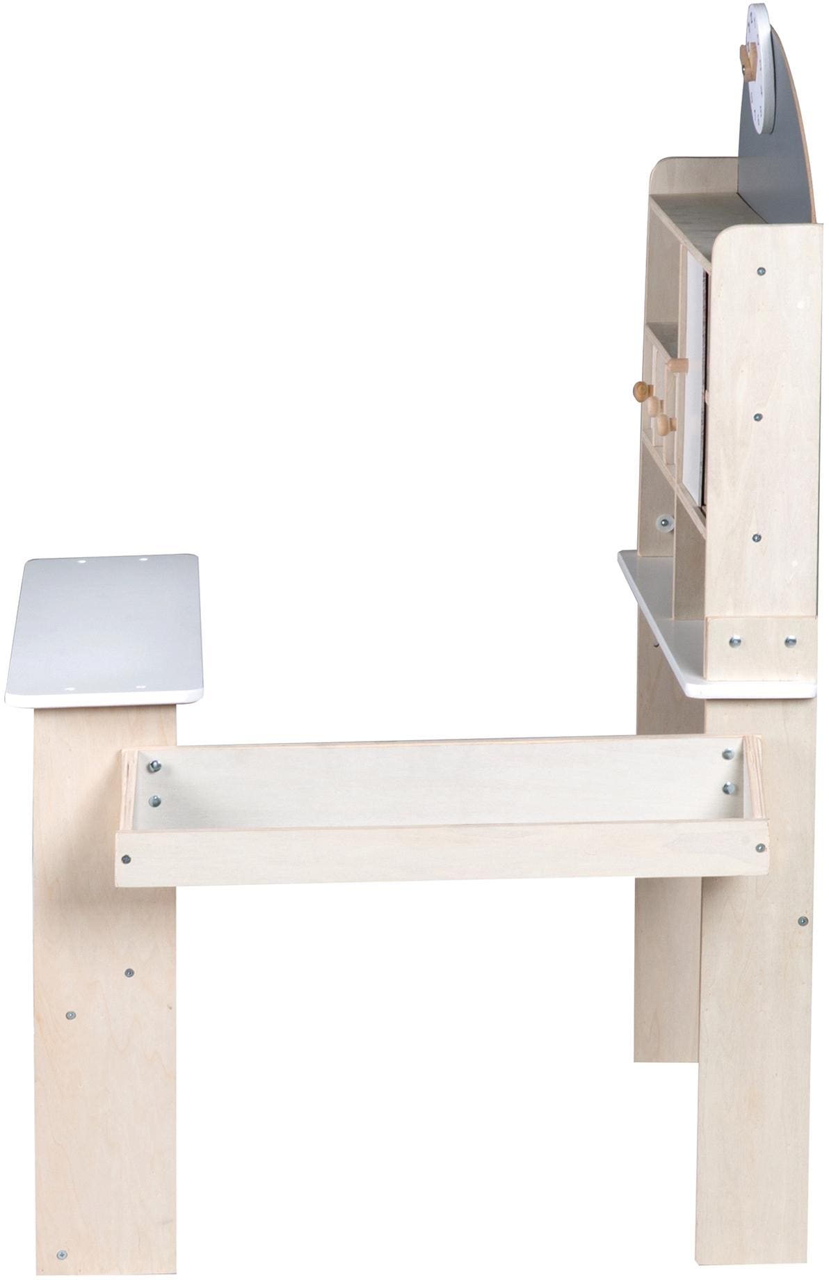 roba® Kaufladen »Verkaufsstand, weiss/grau/naur« mit Uhr