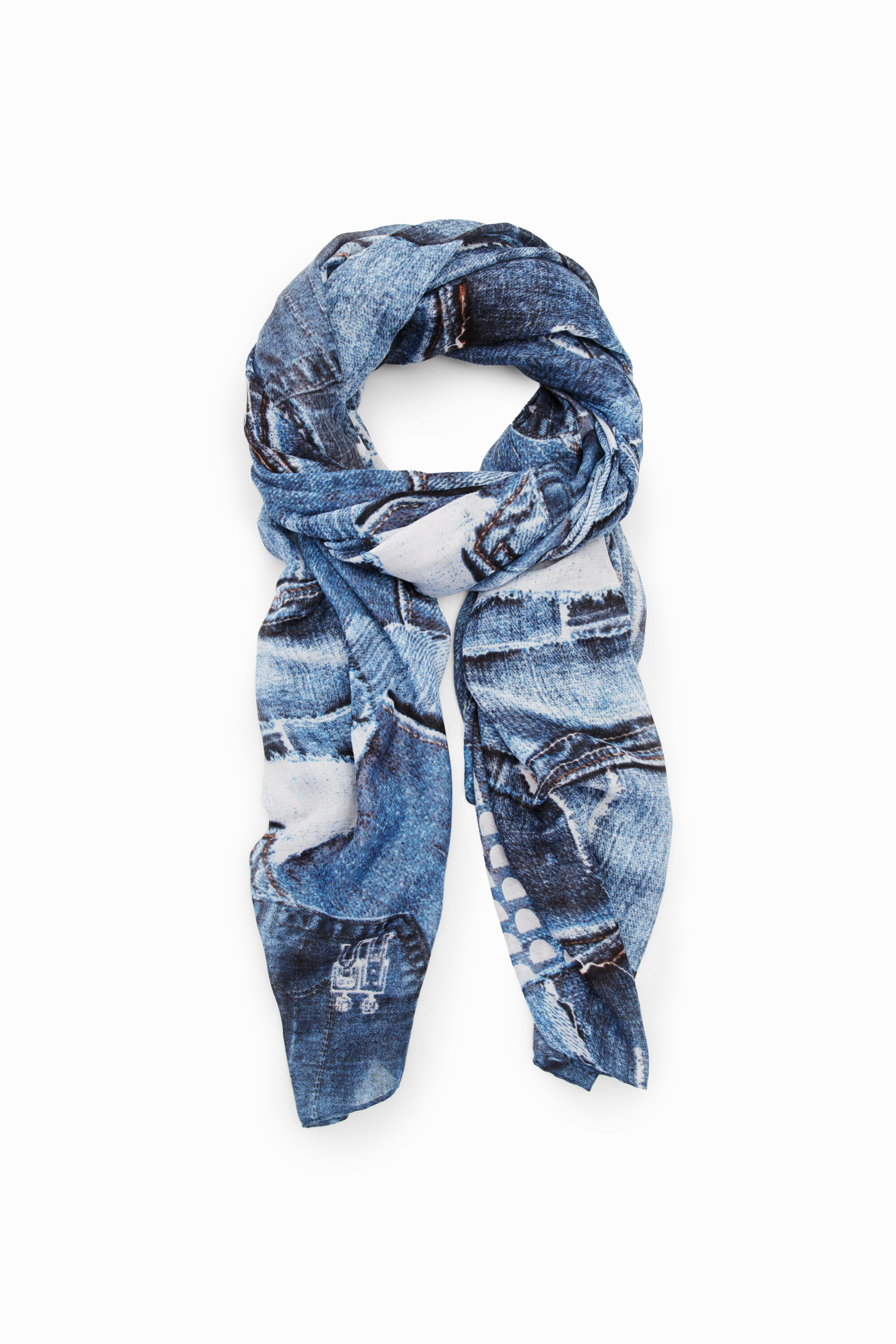 Foulard rectangulaire patchwork denim