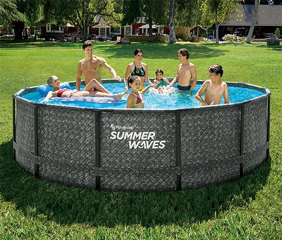 Summer Waves Active-Frame-Pool, Rattan, Ø ca. 427 cm