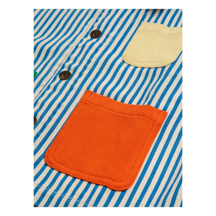 Bobo Choses Veste Denim Rayée Color Block | Bleu