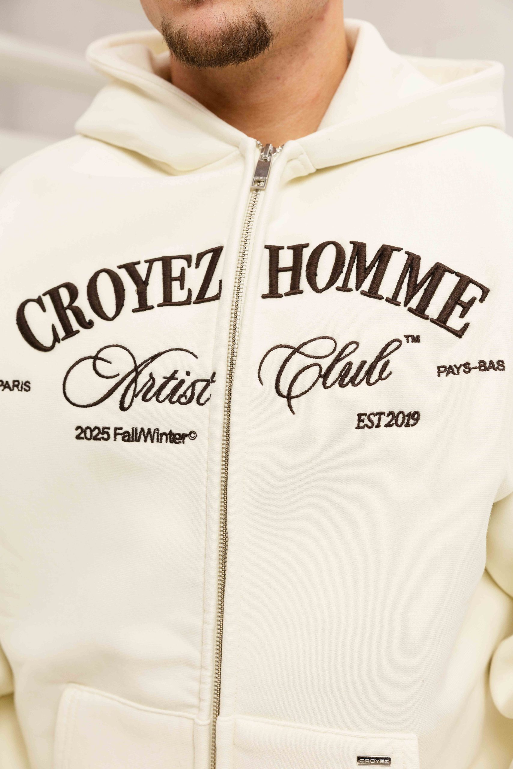 Croyez Artist Club Zip-Hoodie Heren Gebroken Wit