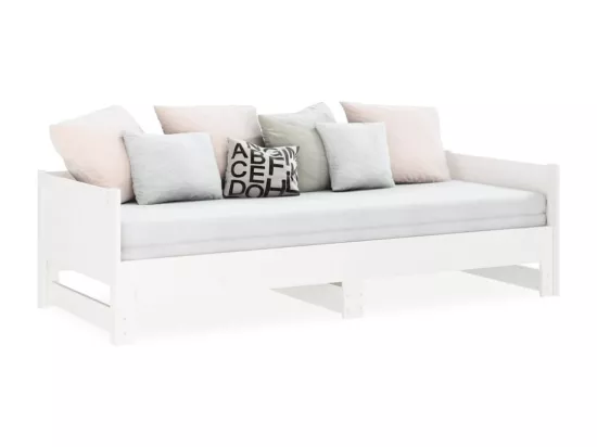 Lit coulissant sans matelas blanc 2x(80x200)cm