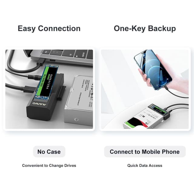 Maiwo USB-C adapter til NVMe/SATA M.2 SSD og 2.5
