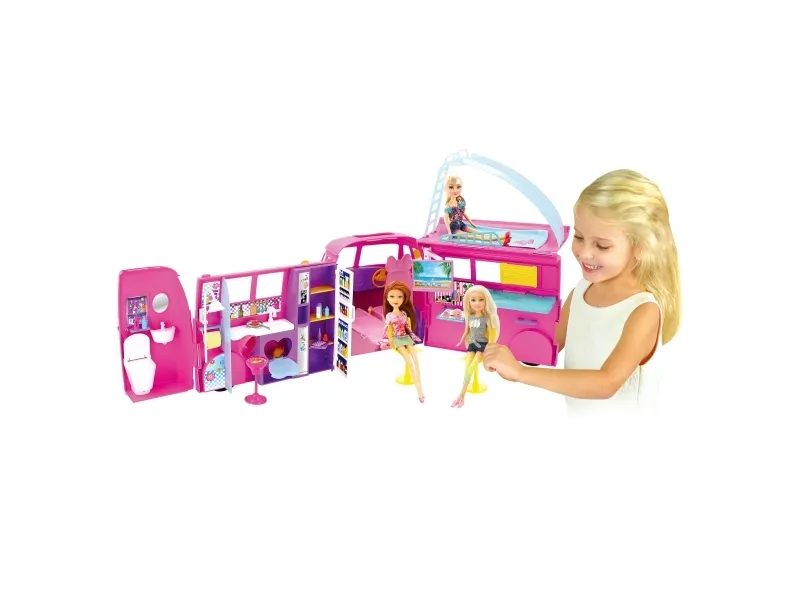 ZURU Sparkle Girlz Retro Campervan, Pige, Lyserød, Ikke til børn under 36 måneder, Små dele. Kvælningsfare, Vinduesboks, 1 stk, 1x Fully Opening Campervan with Rotating Wheels, 1x Shower, 2x shelves, 1x toilet, 2x Lotion...