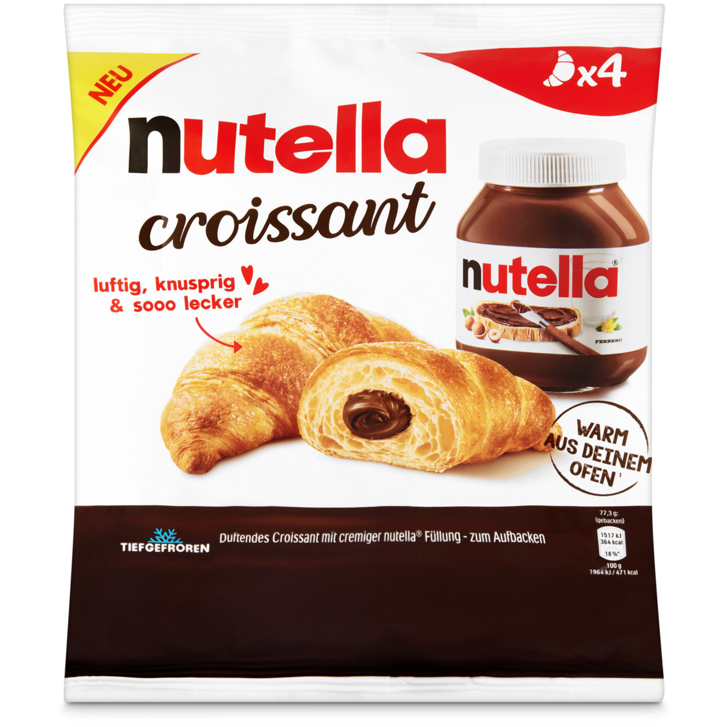 Nutella Croissants tiefgekühlt 4 Stück