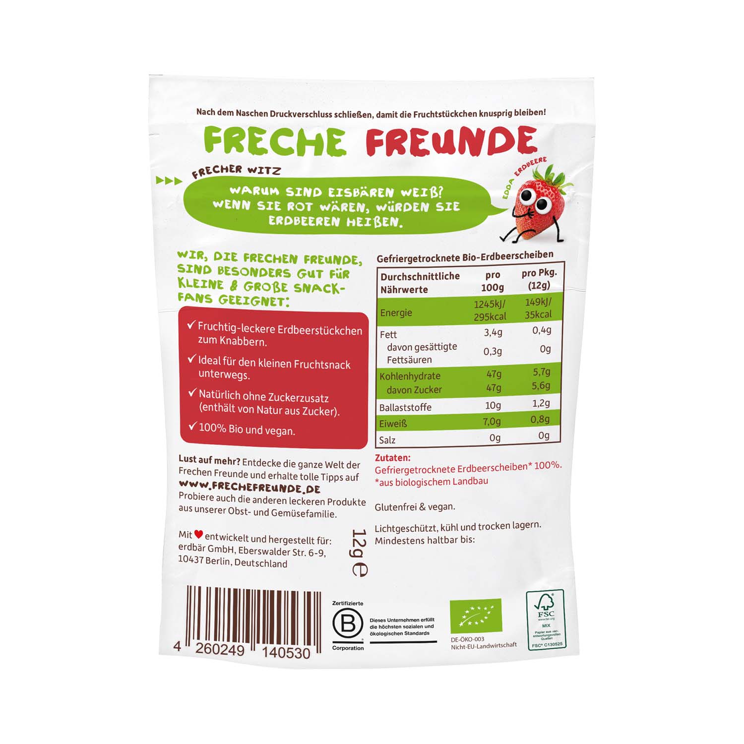 Freche Freunde Fruchtchips Erdbeere Btl 12 g