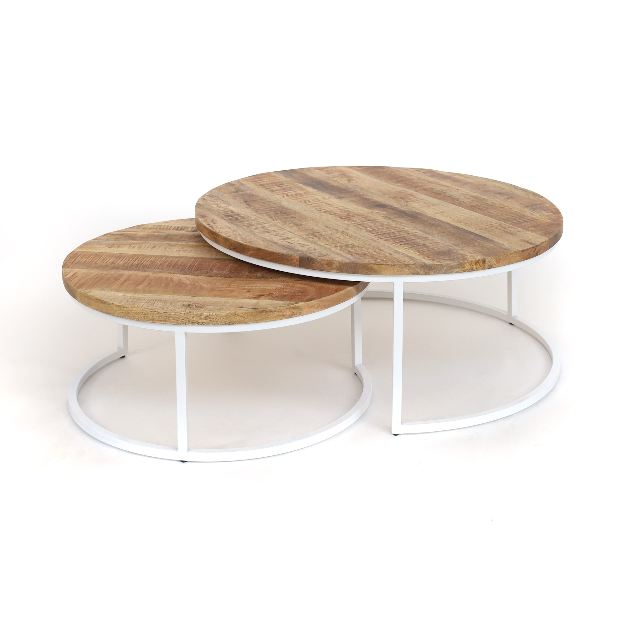 Couchtisch 'Brion' L, natur, weiß, Ø 90 cm, H 41 cm von fischer's lagerhaus
