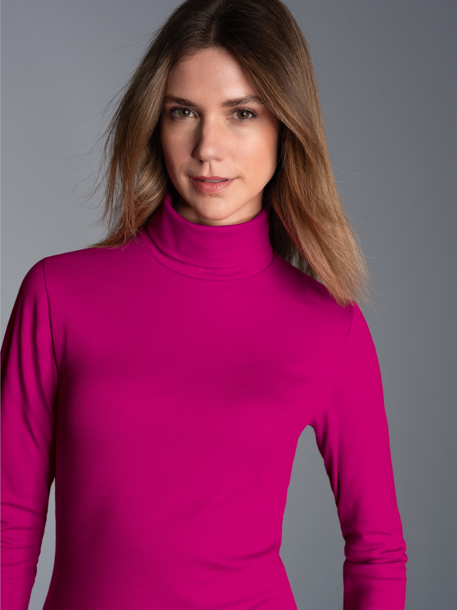 Rollkragenshirt Magenta