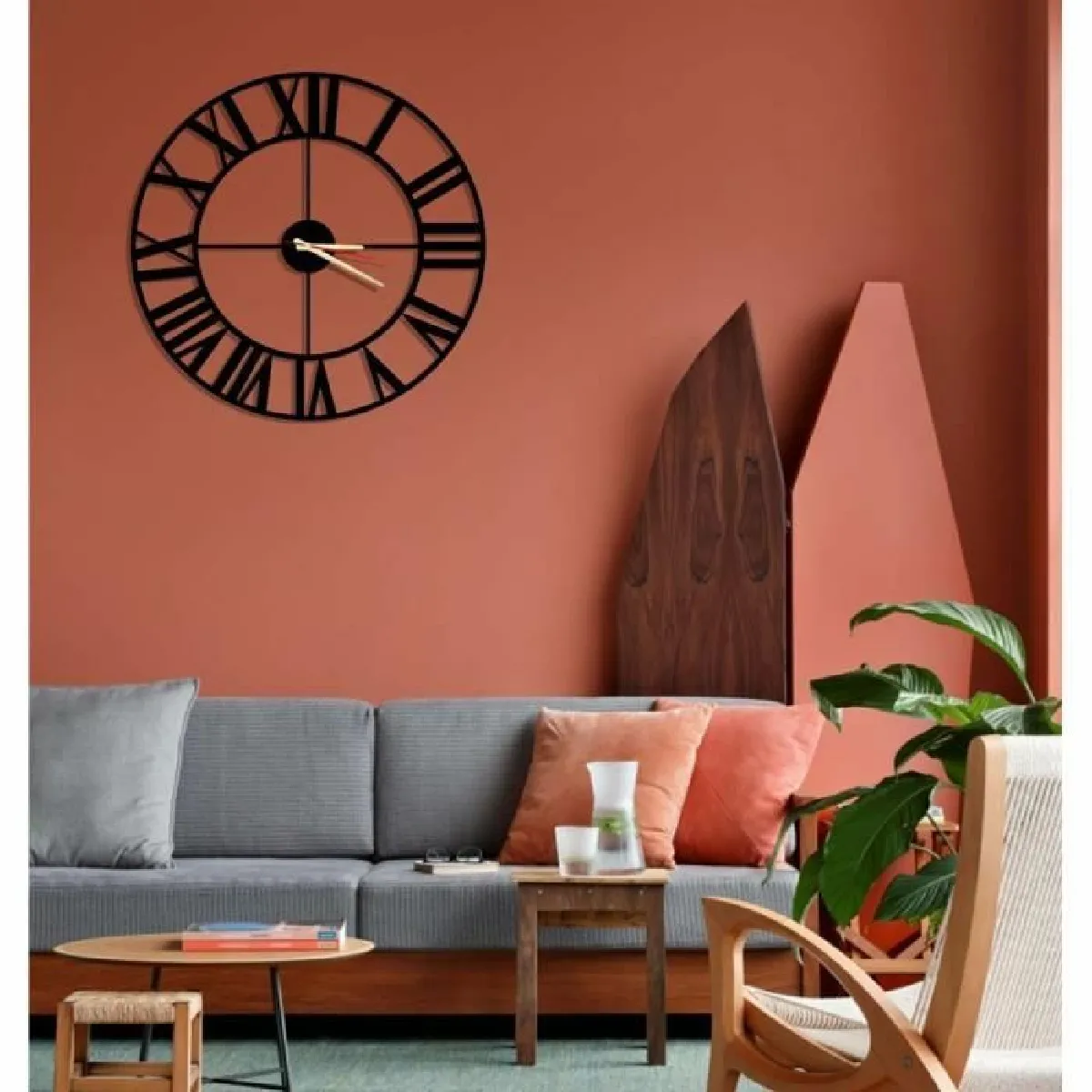DEKORY Horloge Murale Vintage Métal - Noire 50cm