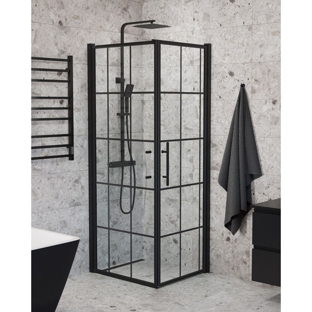 DUSJHJØRNE CAMARGUE SKÄRGÅRD SVART RAMME DØR/VEGG 70X80CM