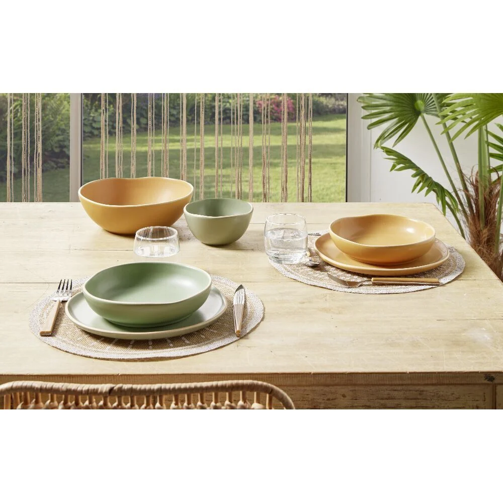 Assiette plate en faïence vert Ø27xH1,7cm