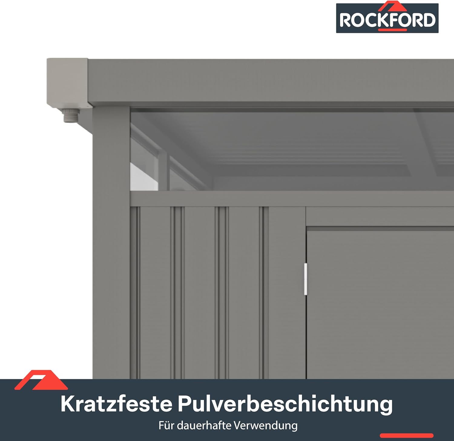Rockford Lagos 100 gartenhaus Metall - Gerätehaus mit Doppeltür und Polycarbonat-Fenster - 230x230x222cm - Geräteschuppen, Gartenhütte, Metallgerätehaus, Fahrradgarage - Grau