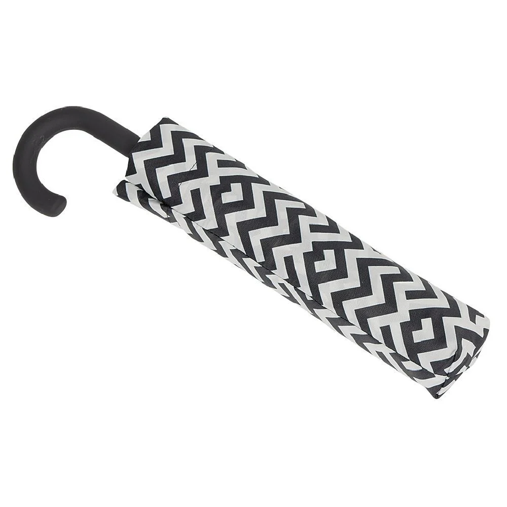 Parapluie canne imprimé zigzag blanc et noir