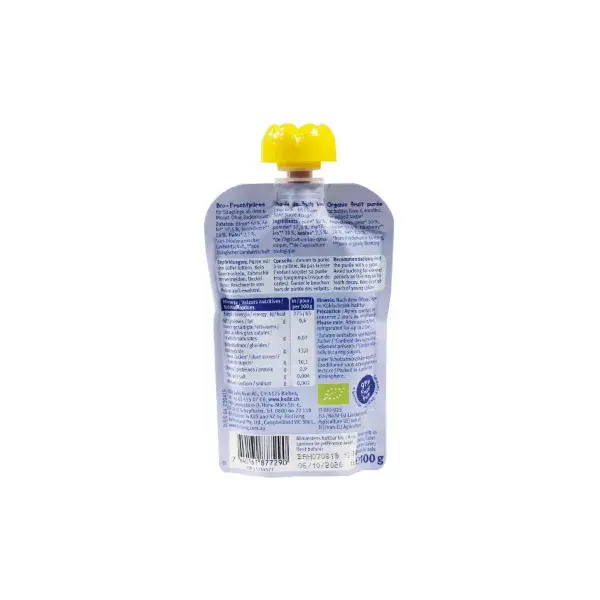 Holle Gourde Pouchy Poire Pomme Myrtille Avoine Bio +6m 100g