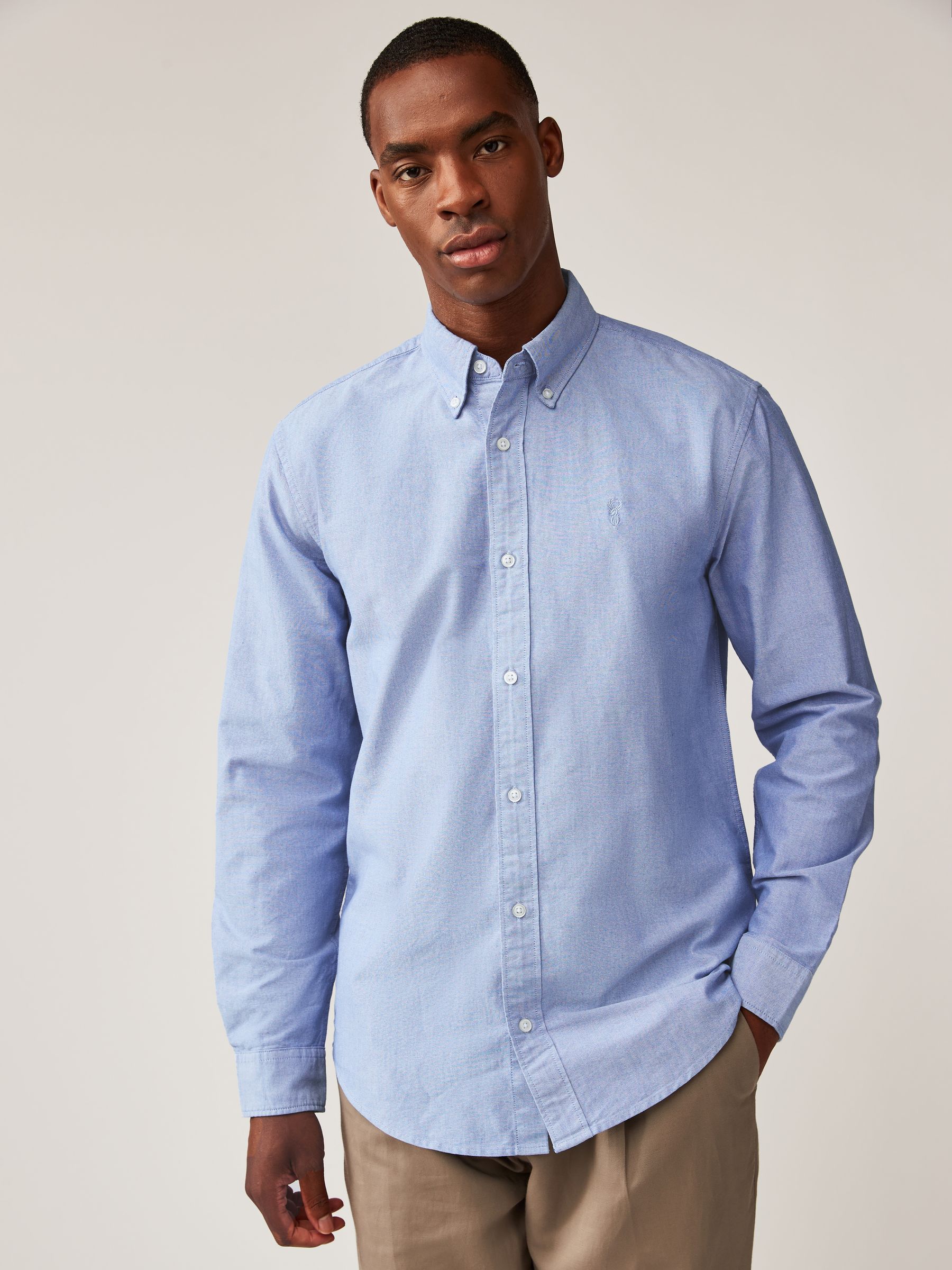 White/Light Blue/Navy Blue 3 Pack - 100% Cotton Long Sleeve Oxford Shirts 3 Pack