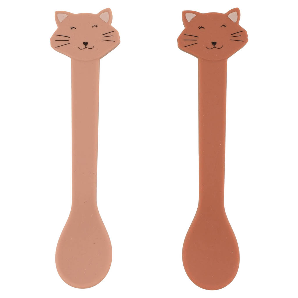 kinder lepel Mrs. Cat - set van 2 oudroze