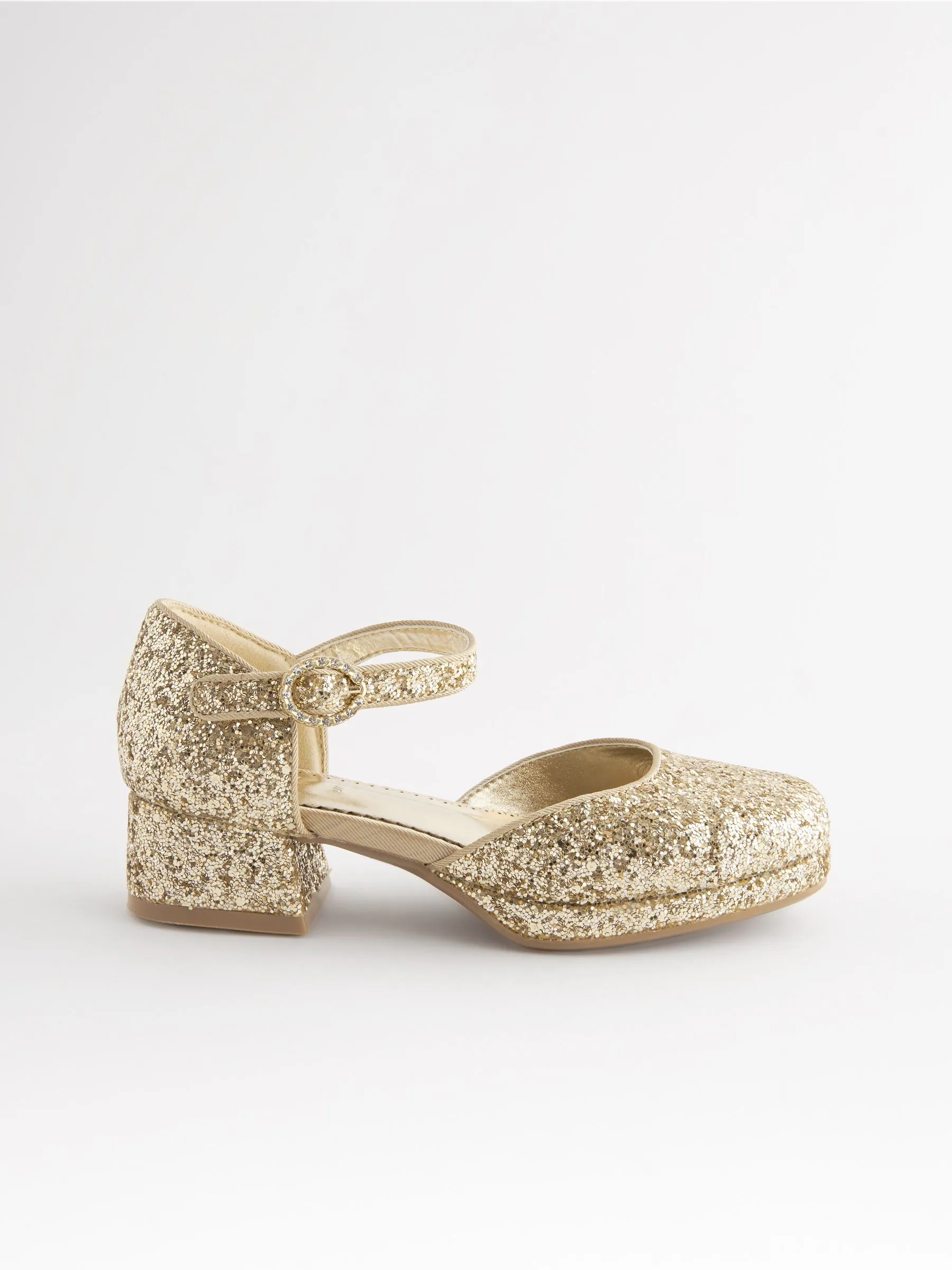 Goud glitter - Gelegenheidsschoenen met plateauzool en hak