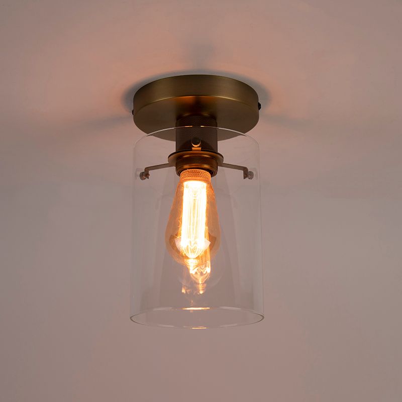 Moderne plafondlamp brons met glas - Dome