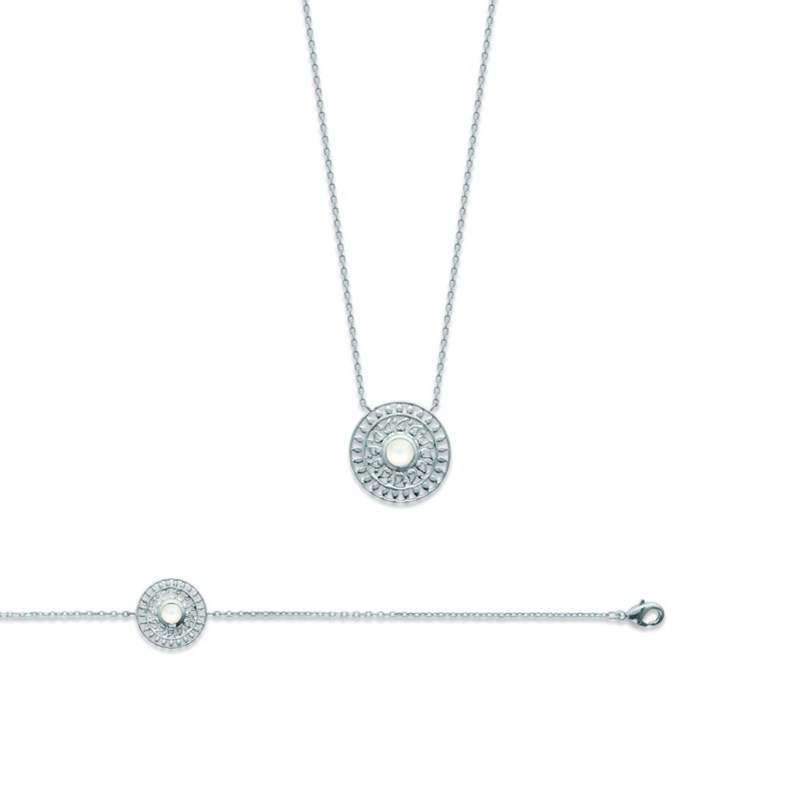 Bracelet Femme - Argent 925 - Pierre de lune - Longueur : 18 cm