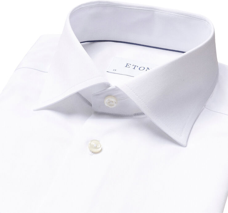 ETON Slim Fit White Signature Twill Shirt Hvid