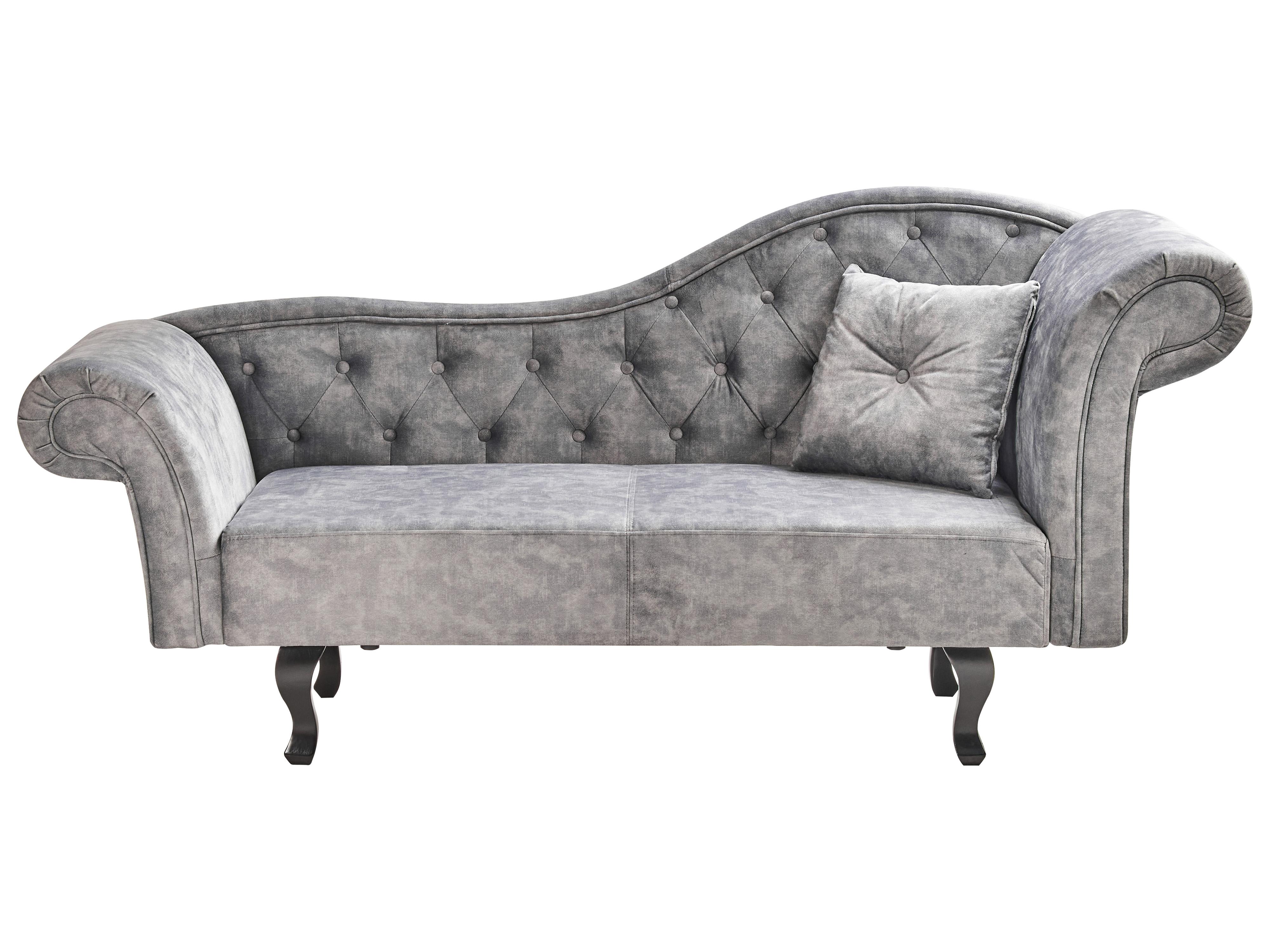 Rechtszijdige chaise longue LATTES II Fluweel Grijs met kussen