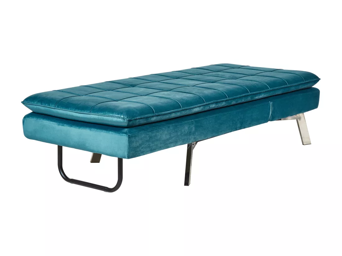 Chaise longue en velours bleu sarcelle LOIRET