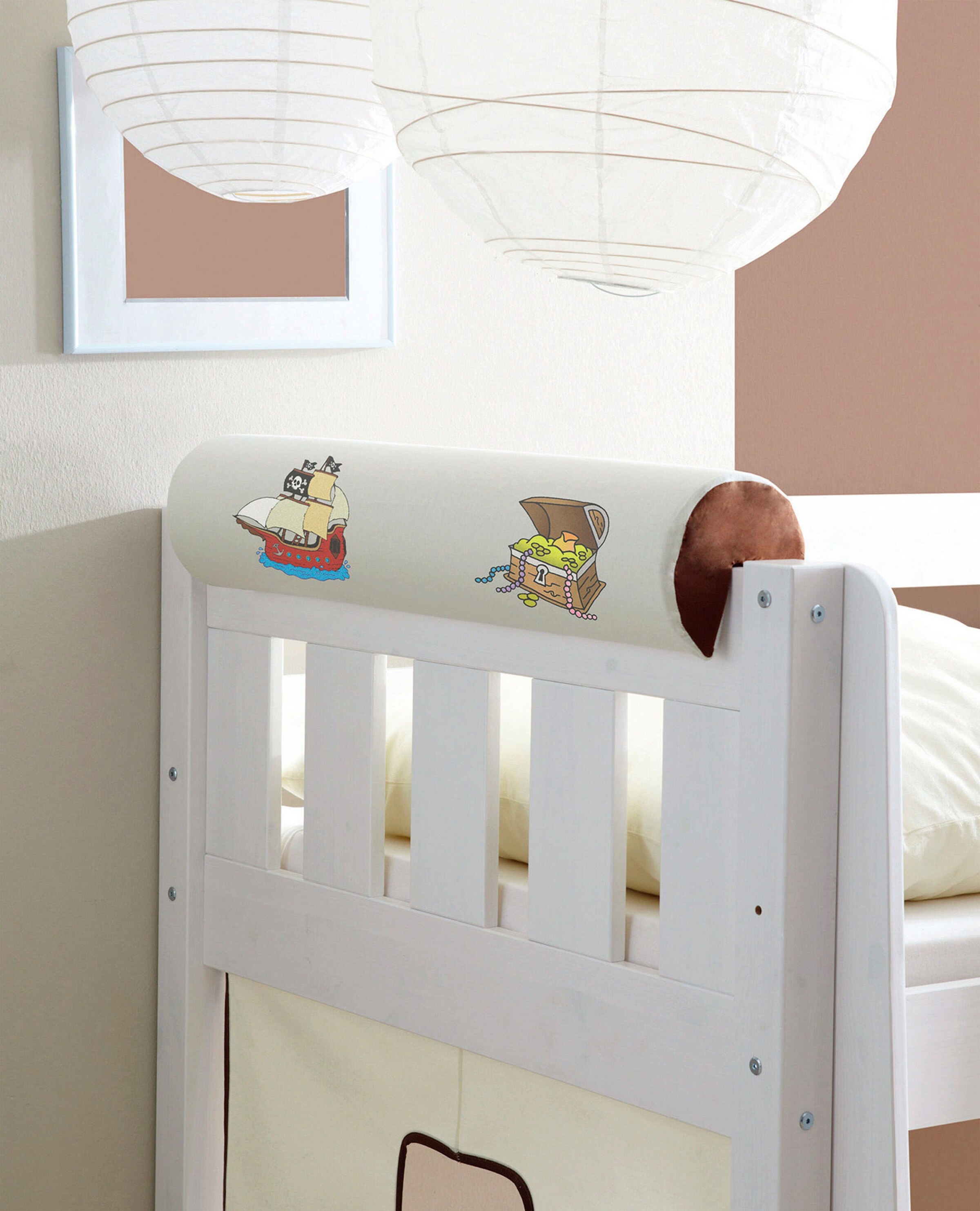 Ticaa Kinder Nackenrolle für Hochbett mit Farbauswahl Pirat Braun-Beige