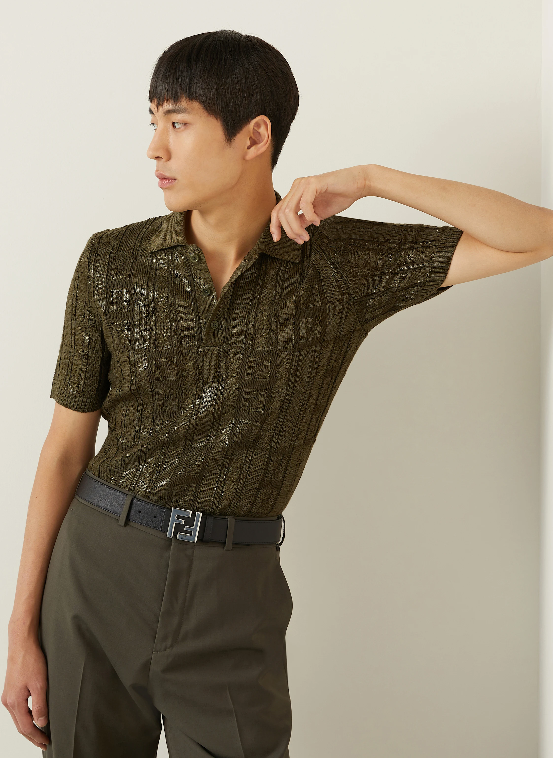 FENDI Strick-Poloshirt mit Glitzergarn