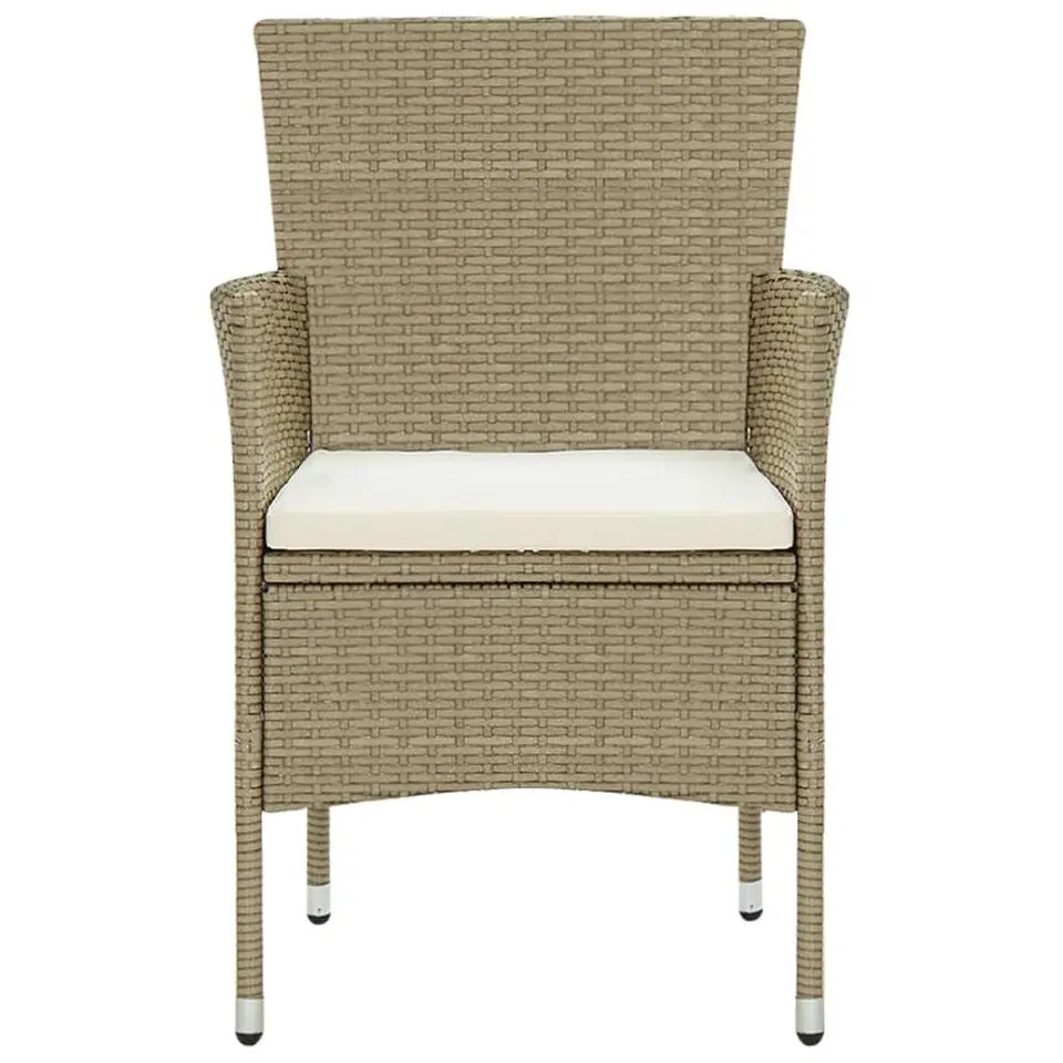 vidaXL - Buitenstoel - Beige - Poly rattan - 2 stuks