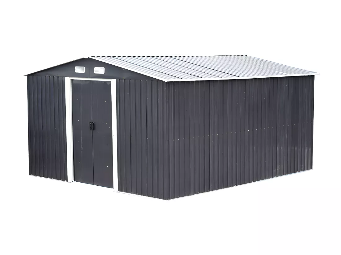 Abri de jardin métal en acier galvanisé gris 12,5 m² - MANSO