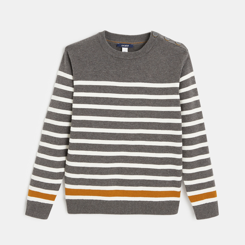 Pull marin en tricot gris garçon