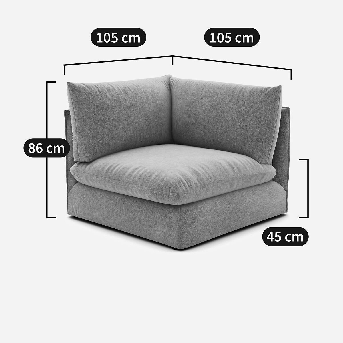 LA REDOUTE INTERIEURS<br>Sofá modular de canto, poliéster, Malo