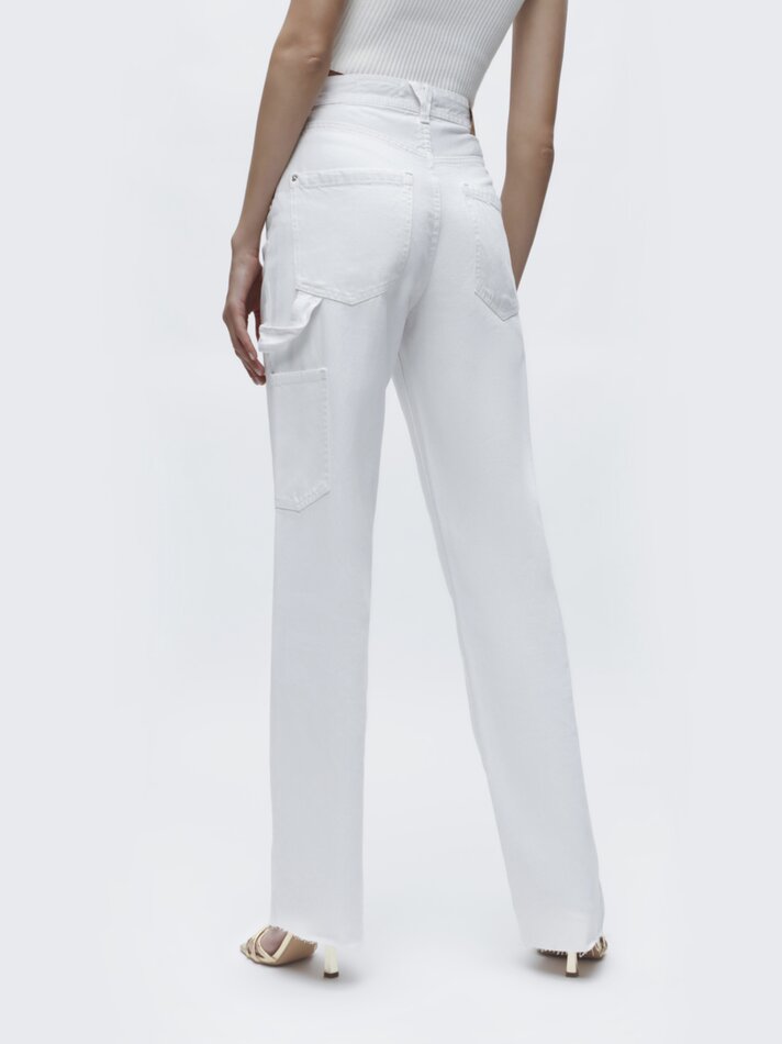 Calça jeans de perna larga - Branca