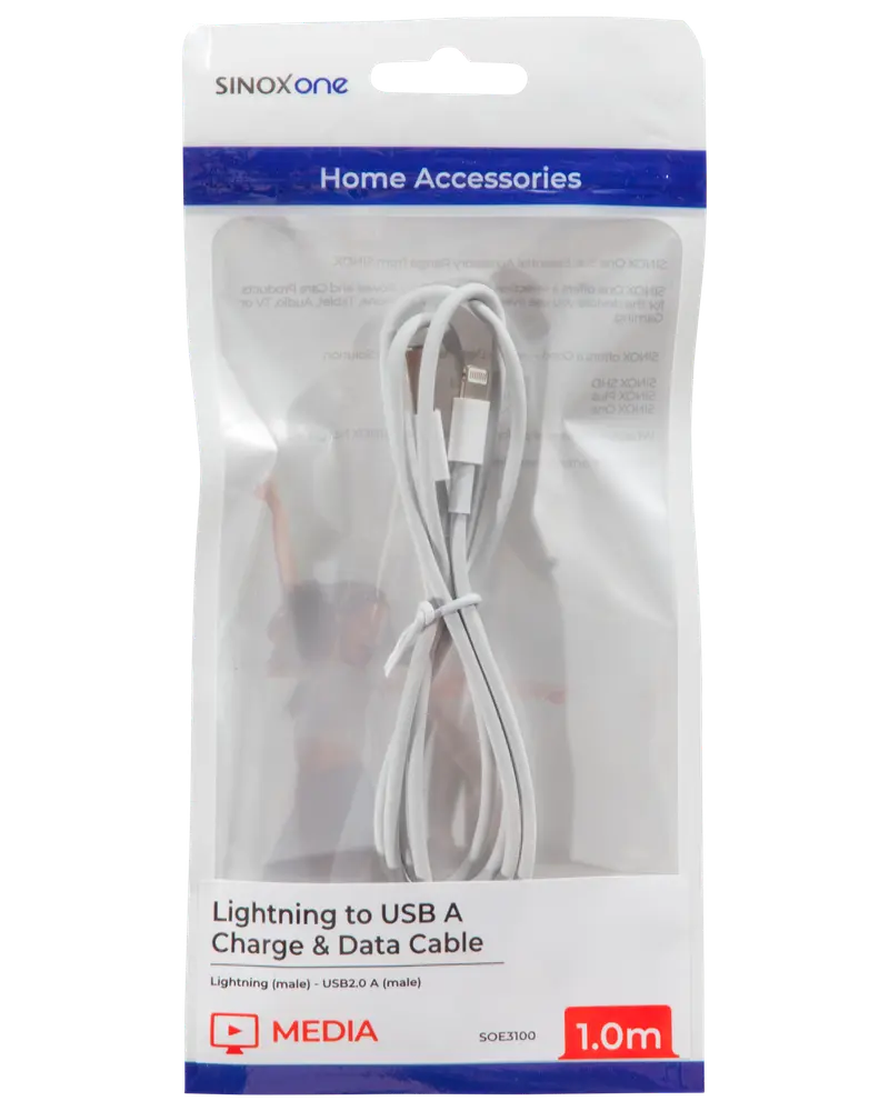 SINOX Lightningkabel 1 meter - hvid