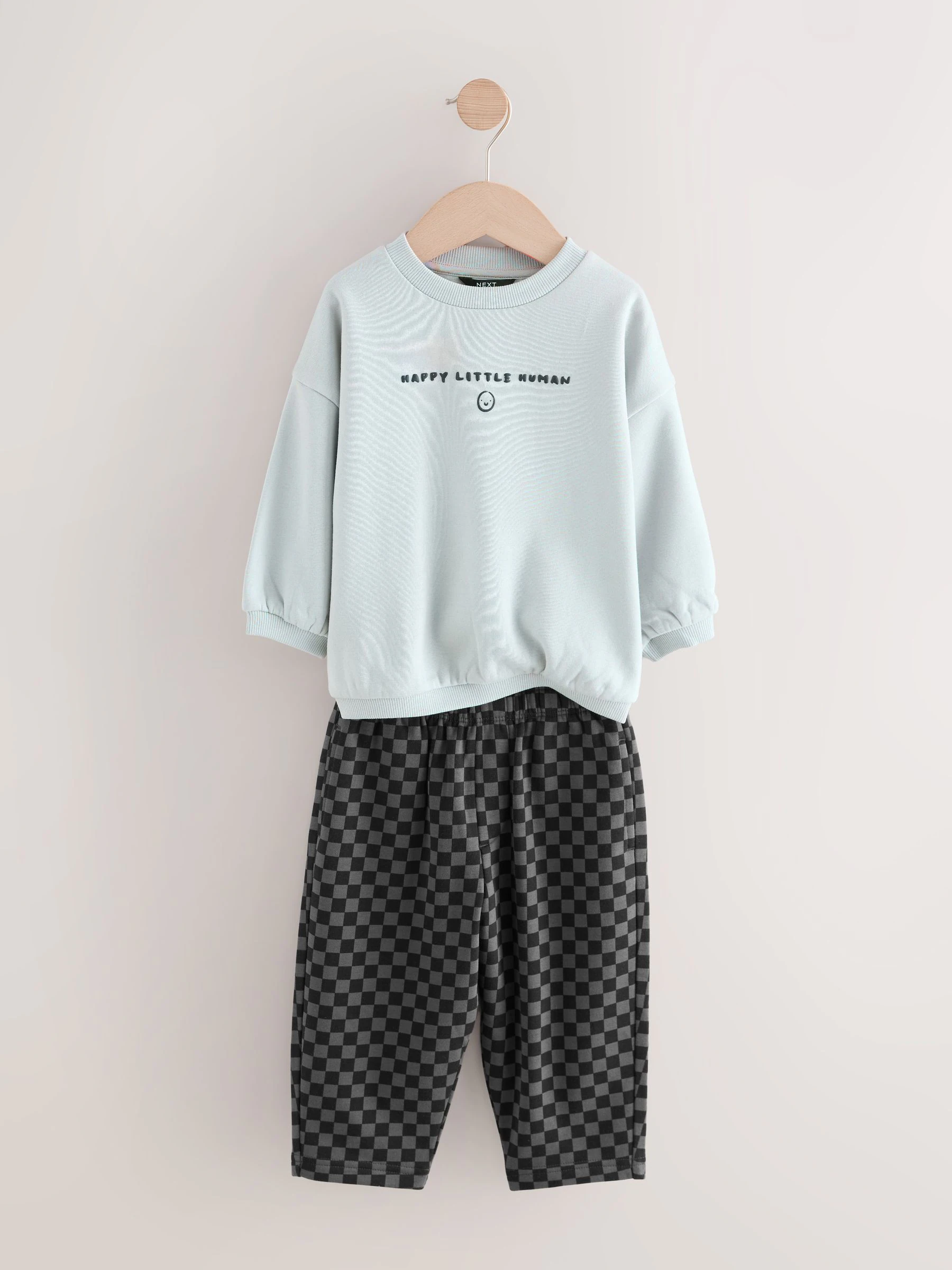 Zwart/wit met print - Set met sweatshirt en joggingbroek met strepen (3mnd-7jr)