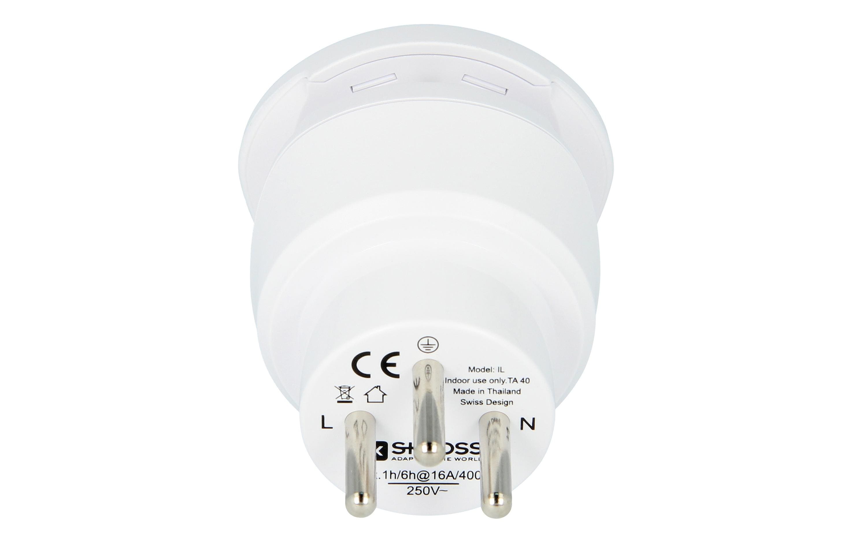 Reiseadapter Combo World IsrKompakter 2in1 Reisestecker, weiss