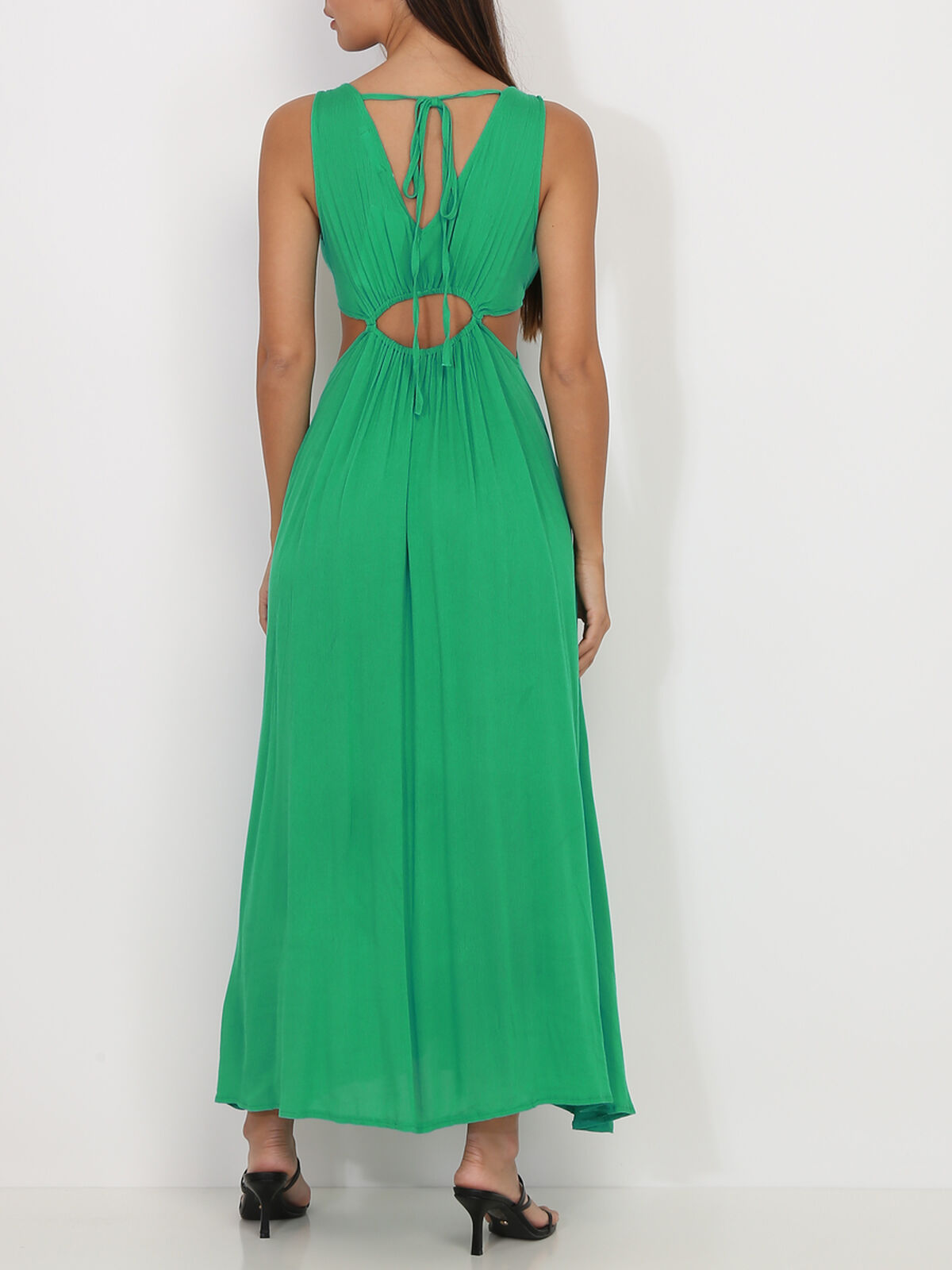 Robe longue à découpes et fentes- Vert