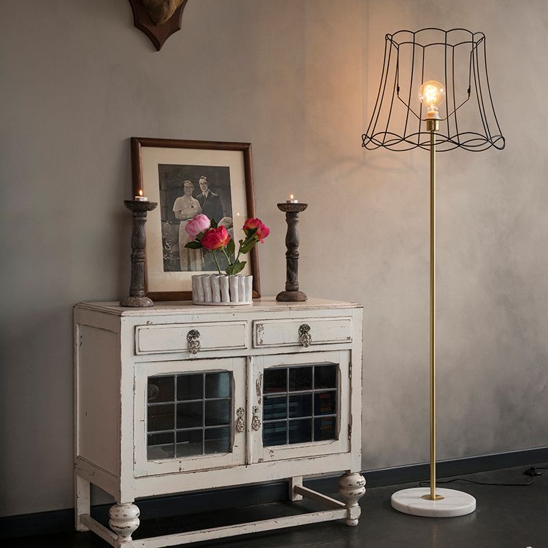 Retro vloerlamp messing met Granny frame zwart 45 cm - Kaso