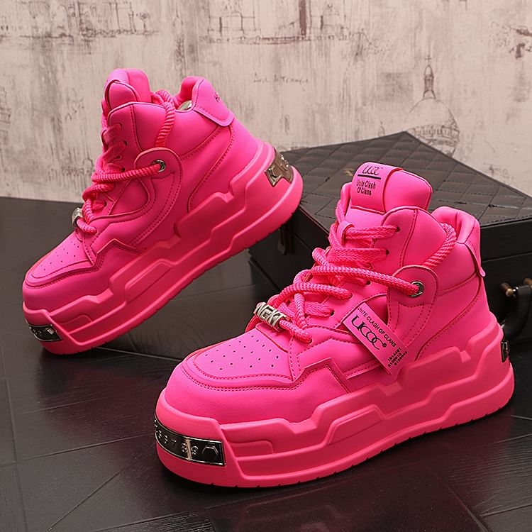 Mr Ozera - Platform Lettering Lace-Up High Top Sneakers