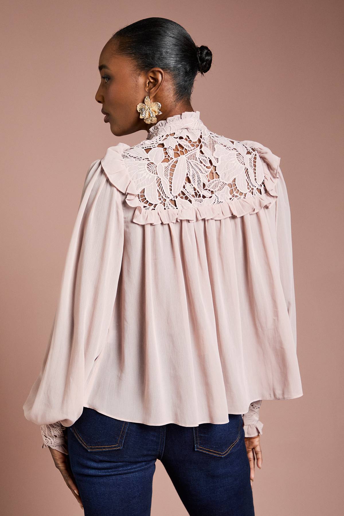 Coast Blouse en Georgette à Finitions Dentelle