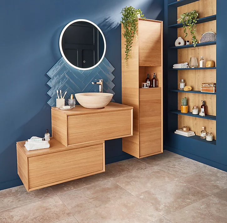Miroir de salle de bains lumineux LED rond Ø60 cm, argenté, MPGlass Bishop
