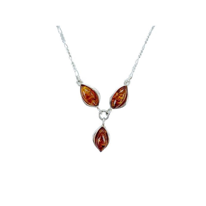 Collier argent 925 Ambre veritable de la mer Baltique