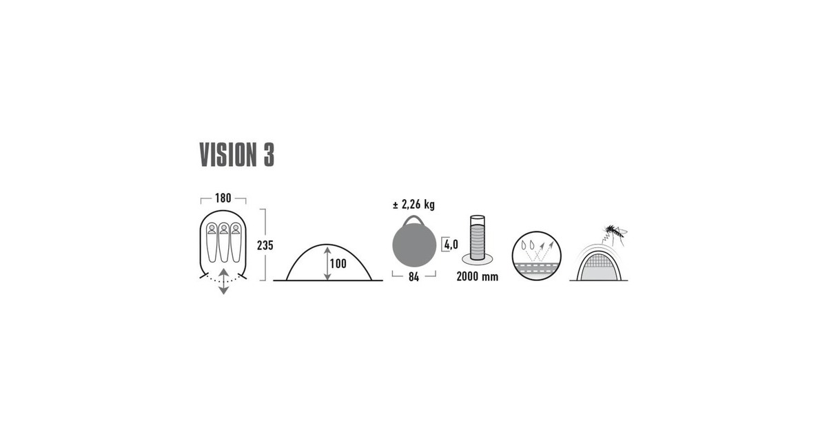 High PeakVision 3 tent  (Lichtgrijs)