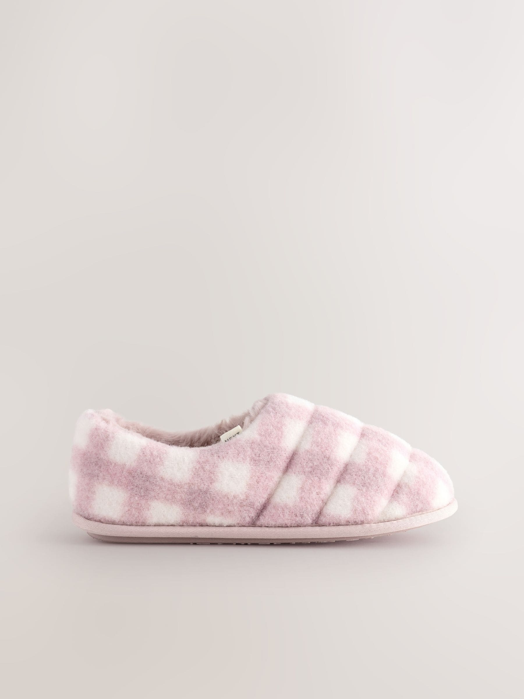 Roze geruit - Quilted Faux Fur Shoot Slippers
