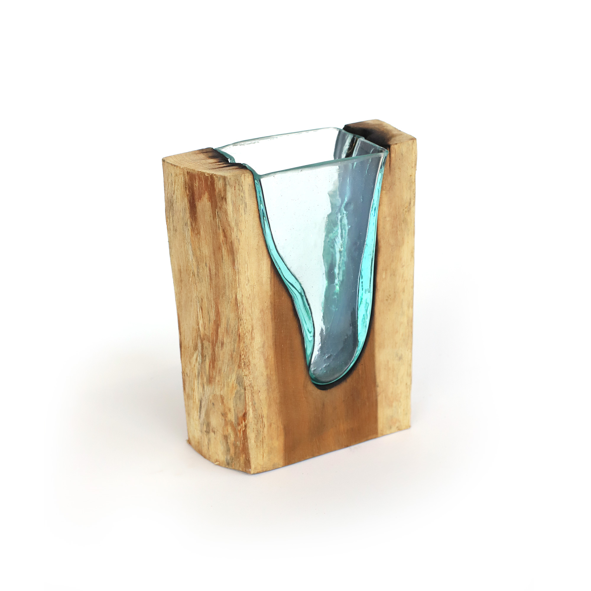 Wurzelholz-Glasvase 'V', B 15 cm, H 20 cm, T 6 cm von fischer's lagerhaus