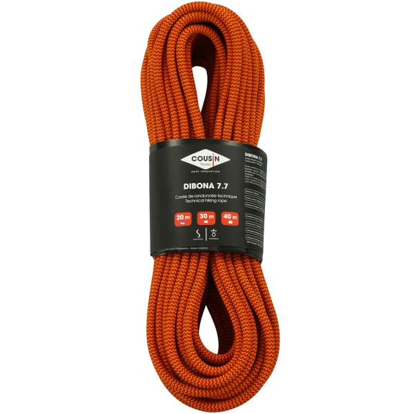Corde alpinisme COUSIN DIBONA 7,7MM x 20M RED / ORANGE SUNSET