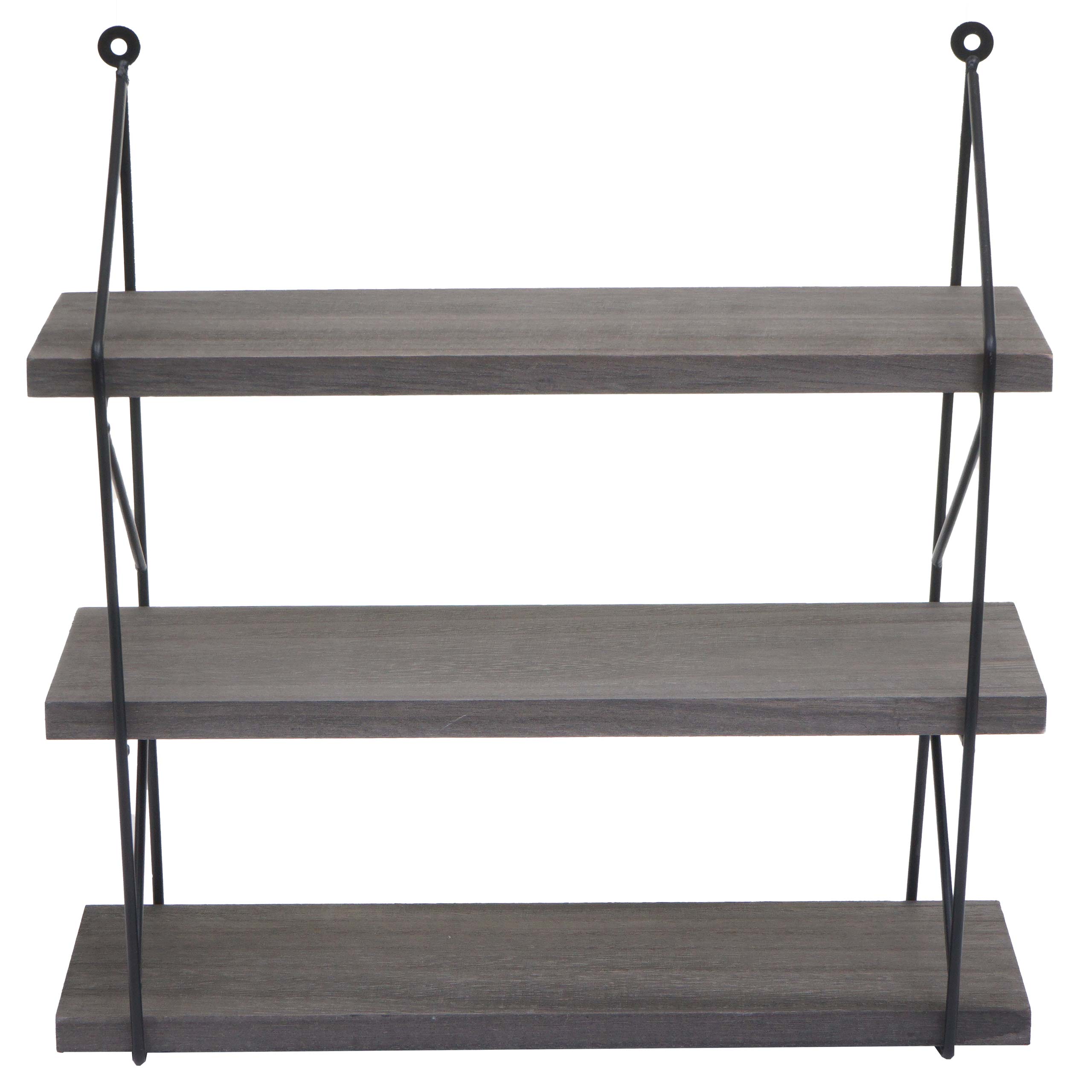 Wandregal MCW-K78, Hängeregal Schweberegal Regal, 3 Regalböden Metall Massiv-Holz Industrial 40x40x13cm ~ dunkelgrau