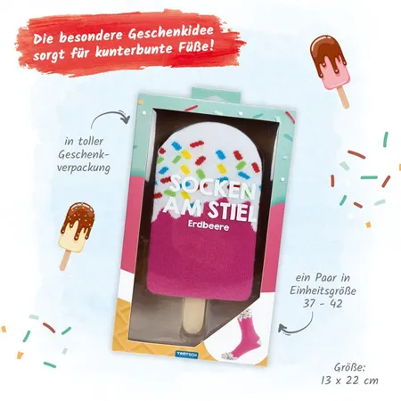 Trötsch Socken am Stiel, Erdbeere, 37 - 42